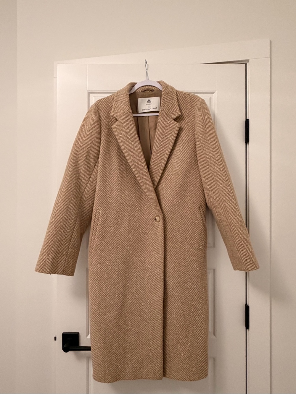 Aritzia Stedman - wool cashmere coat - camel herringbone